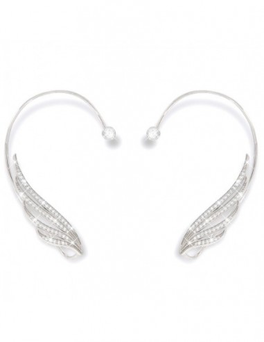 EarCuff Argento Rodiato Ali Zirconi Bianchi [e5eaa580]