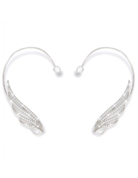 EarCuff Argento Rodiato Ali Zirconi Bianchi [e5eaa580]