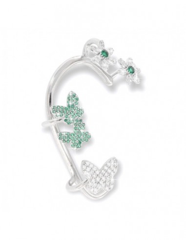 EarCuff Argento Rodiato Dx Zirconi Verdi/Bianchi [cf6e8340]