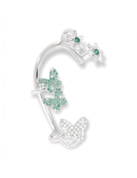EarCuff Argento Rodiato Dx Zirconi Verdi/Bianchi [cf6e8340]