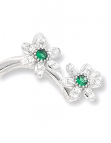 EarCuff Argento Rodiato Dx Zirconi Verdi/Bianchi [c7b06f81]