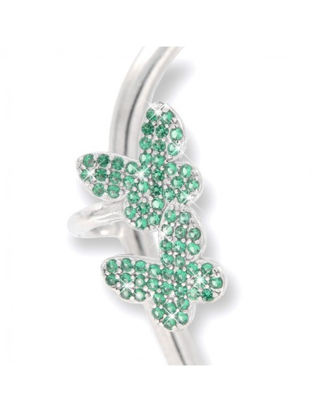 EarCuff Argento Rodiato Dx Zirconi Verdi/Bianchi [c2e0289f]