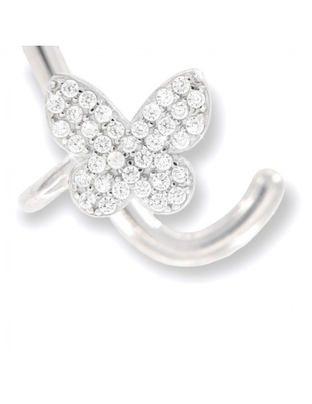 EarCuff Argento Rodiato Dx Zirconi Verdi/Bianchi [75fde99b]