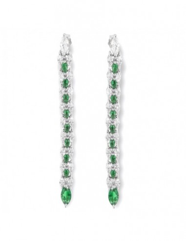 Orecchini Argento Rodiato Ciuffo Zirconi Verdi/Bia [78734244]