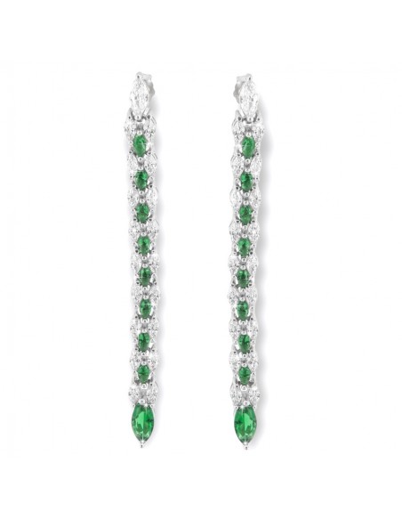 Orecchini Argento Rodiato Ciuffo Zirconi Verdi/Bia [78734244]