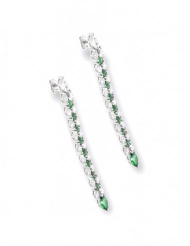 Orecchini Argento Rodiato Ciuffo Zirconi Verdi/Bia [f7017684]