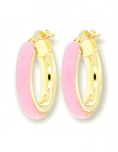 Orecchini Argento Dorato Cerchi Lisci Rosa 17MM [a1550149]