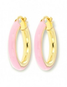 Orecchini Argento Dorato Cerchi Lisci Rosa 22MM [1648c04d]