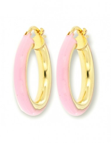 Orecchini Argento Dorato Cerchi Lisci Rosa 22MM [1648c04d]