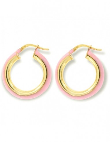 Orecchini Argento Dorato Cerchi Lisci Rosa 22MM [f958c787]