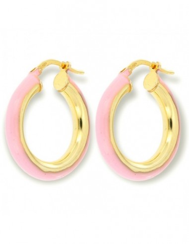 Orecchini Argento Dorato Cerchi Lisci Rosa 22MM [4e450683]