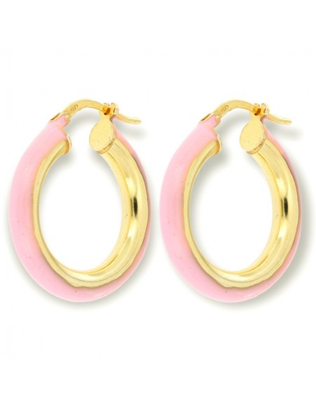 Orecchini Argento Dorato Cerchi Lisci Rosa 22MM [4e450683]