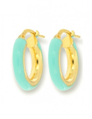 Orecchini Argento Dorato Cerchi Lisci Verde A.17MM [abf58f75]