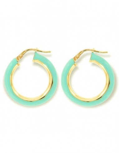 Orecchini Argento Dorato Cerchi Lisci Verde 22MM [d3d7d18d]