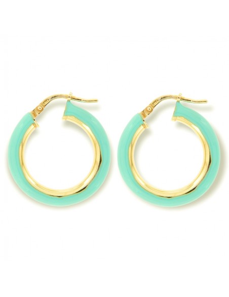 Orecchini Argento Dorato Cerchi Lisci Verde 22MM [d3d7d18d]