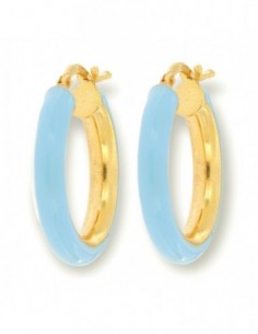 Orecchini Argento Dorato Cerchi Lisci Celeste22MM [e20343e3]