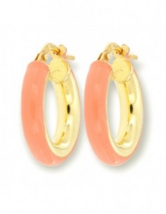 Orecchini Argento Dorato Cerchi Lisci Rosa C. 17MM [e75304fd]