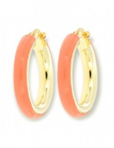 Orecchini Argento Dorato Cerchi Lisci Rosa C. 22MM [504ec5f9]