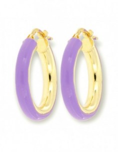 Orecchini Argento Dorato Cerchi Lisci Viola 22MM [3e7547f0]