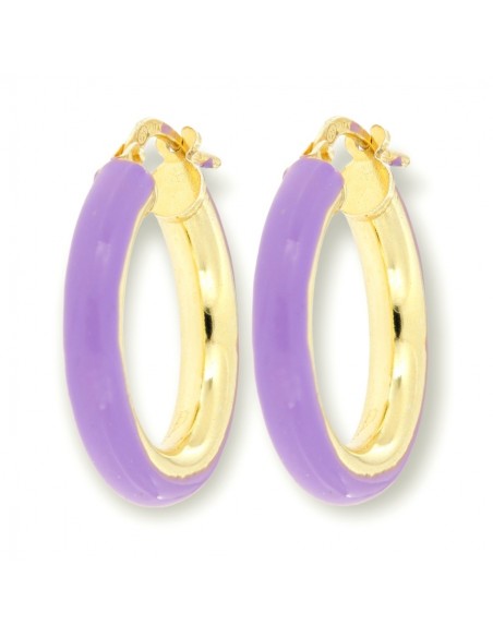 Orecchini Argento Dorato Cerchi Lisci Viola 22MM [3e7547f0]