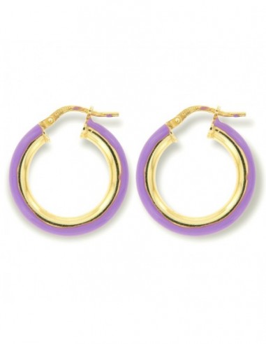 Orecchini Argento Dorato Cerchi Lisci Viola 22MM [983eaf62]