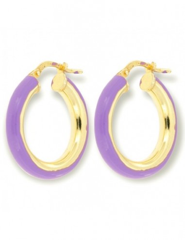Orecchini Argento Dorato Cerchi Lisci Viola 22MM [2f236e66]