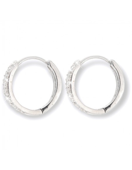 Orecchini Argento Rodiato Cerchi Zirconi 16MM [351d6169]