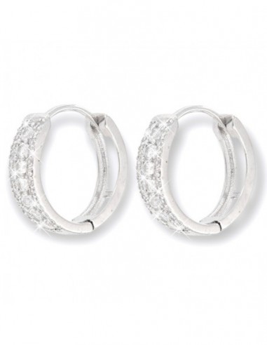 Orecchini Argento Rodiato Cerchi Zirconi 16MM [8200a06d]