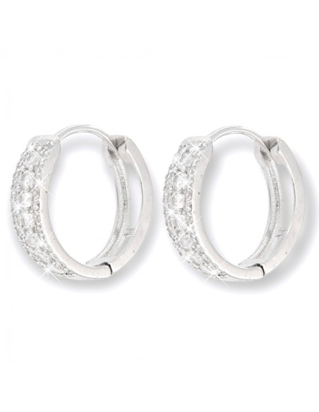 Orecchini Argento Rodiato Cerchi Zirconi 16MM [8200a06d]
