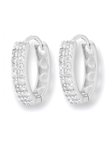 Orecchini Argento Rodiato Cerchi Zirconi 15MM [e7e4193c]