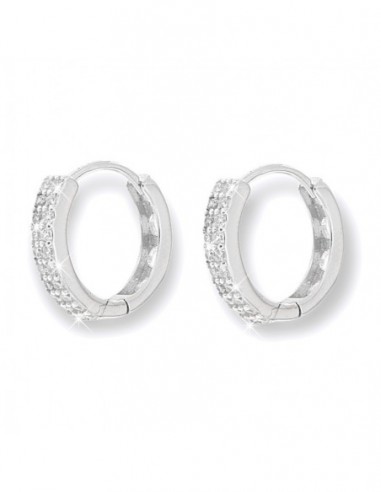 Orecchini Argento Rodiato Cerchi Zirconi 15MM [0dfe08bf]