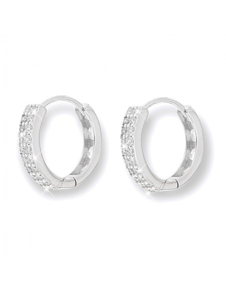 Orecchini Argento Rodiato Cerchi Zirconi 15MM [0dfe08bf]