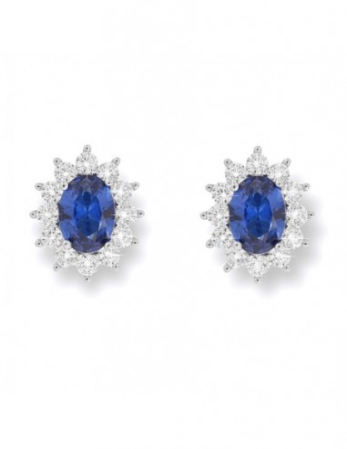 Orecchini Argento Rodiato Principessa Blu 7x5MM [3b921d2f]