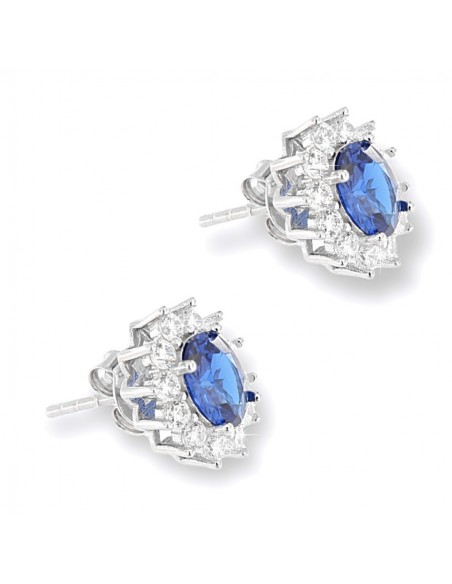 Orecchini Argento Rodiato Principessa Blu 7x5MM [a651abbc]