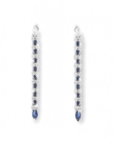 Orecchini Argento Rodiato Ciuffo Zirconi Blu/Bia [8c8fdc2b]