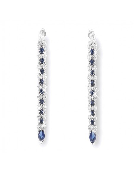 Orecchini Argento Rodiato Ciuffo Zirconi Blu/Bia [8c8fdc2b]