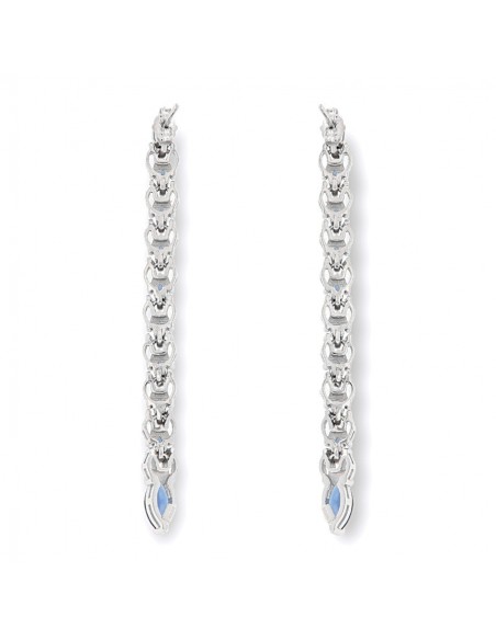 Orecchini Argento Rodiato Ciuffo Zirconi Blu/Bia [96e0b2b9]