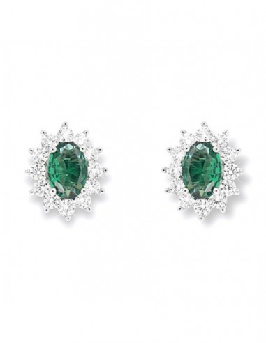Orecchini Argento Rodiato Principessa Verde 7x5MM [e2b45e22]