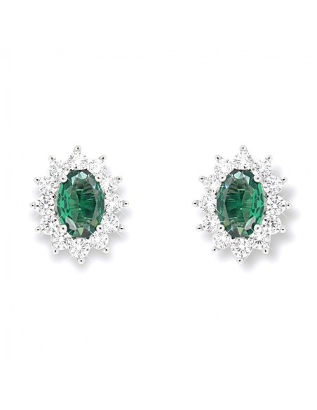 Orecchini Argento Rodiato Principessa Verde 7x5MM [e2b45e22]