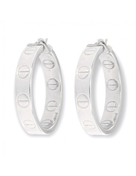 Orecchini Argento Rodiato Cerchi Ornati 30MM [80f1126c]