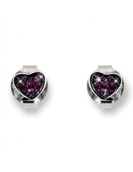 Orecchini Argento Rodiato Cuore ZIrocni Rossi [eb2dcaba]
