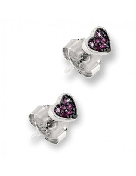 Orecchini Argento Rodiato Cuore ZIrocni Rossi [b4e94709]