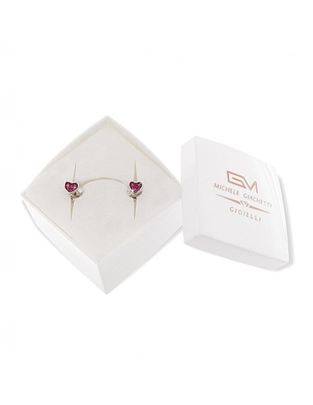 Orecchini Argento Rodiato Cuore ZIrocni Rossi [06a4c113]