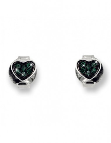 Orecchini Argento Rodiato Cuore ZIrconi Verdi [ee7d8da4]