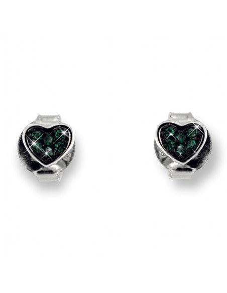 Orecchini Argento Rodiato Cuore ZIrconi Verdi [ee7d8da4]