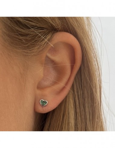 Orecchini Argento Rodiato Cuore ZIrconi Verdi [21ae4c0c]