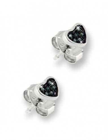 Orecchini Argento Rodiato Cuore ZIrconi Verdi [96b38d08]