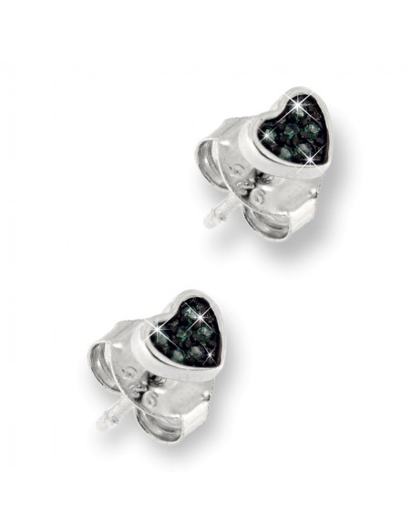 Orecchini Argento Rodiato Cuore ZIrconi Verdi [96b38d08]
