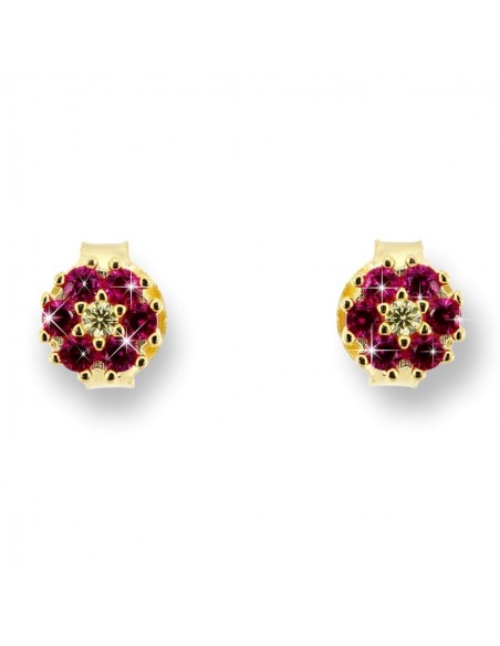 Orecchini Argento Dorato Fiore Zirconi Bia/Ros [59604ca0]