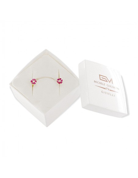 Orecchini Argento Dorato Fiore Zirconi Bia/Ros [144f1217]